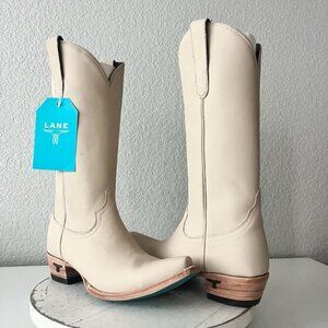 Lane EMMA JANE Womens Cowboy Boots 7.5 Pale Ivory Western Cowgirl Mid Calf Tall